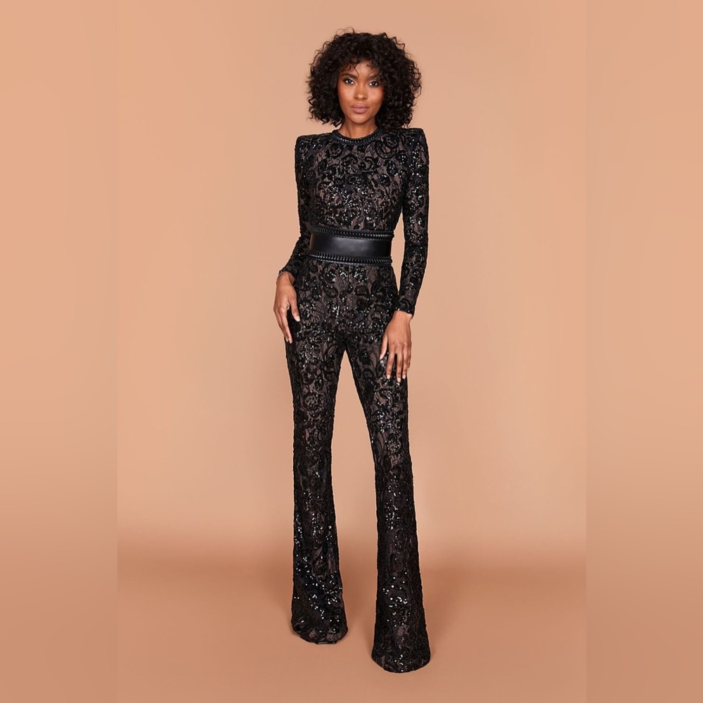- Nadine Merabi BELLA BLACK DARK NUDE JUMPSUIT